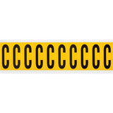 Individual Number and Letter Labels, C, 2" H, Black on Yellow