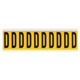 Individual Number and Letter Labels, D, 2" H, Black on Yellow