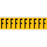 Individual Number and Letter Labels, F, 2" H, Black on Yellow