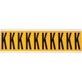 Individual Number and Letter Labels, K, 2" H, Black on Yellow