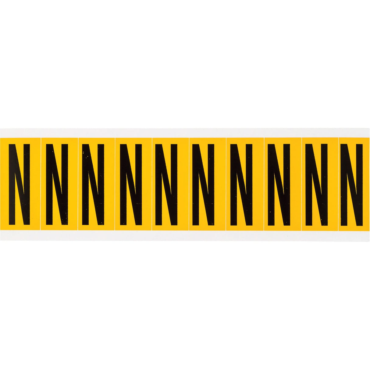 Individual Number & Letter Labels, N, 2" H, Black on Yellow