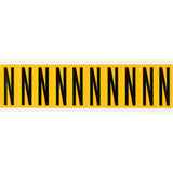Individual Number & Letter Labels, N, 2" H, Black on Yellow