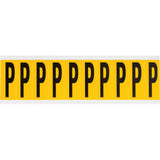 Individual Number & Letter Labels, P, 2" H, Black on Yellow