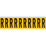 Individual Number & Letter Labels, R, 2" H, Black on Yellow
