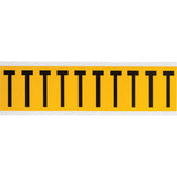 Individual Number & Letter Labels, T, 2" H, Black on Yellow