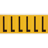 Individual Number and Letter Labels, L, 3" H, Black on Yellow