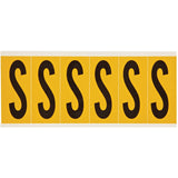 Individual Number & Letter Labels, S, 3" H, Black on Yellow