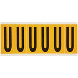 Individual Number & Letter Labels, U, 3" H, Black on Yellow