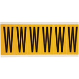 Individual Number & Letter Labels, W, 3" H, Black on Yellow