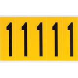 Individual Number and Letter Labels, 1, 4" H, Black on Yellow