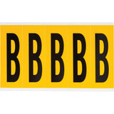 Individual Number and Letter Labels, B, 4" H, Black on Yellow