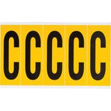 Individual Number and Letter Labels, C, 4" H, Black on Yellow