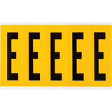 Individual Number and Letter Labels, E, 4" H, Black on Yellow