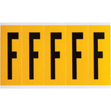 Individual Number and Letter Labels, F, 4" H, Black on Yellow