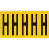 Individual Number and Letter Labels, H, 4" H, Black on Yellow