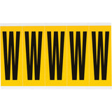 Individual Number & Letter Labels, W, 4" H, Black on Yellow