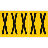 Individual Number & Letter Labels, X, 4" H, Black on Yellow