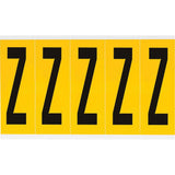 Individual Number & Letter Labels, Z, 4" H, Black on Yellow