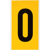 Individual Number and Letter Labels, 0, 6" H, Black on Yellow