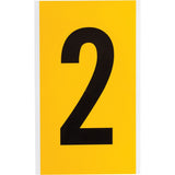 Individual Number and Letter Label, 2, 6" H, Black on Yellow