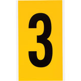 Individual Number and Letter Label, 3, 6" H, Black on Yellow