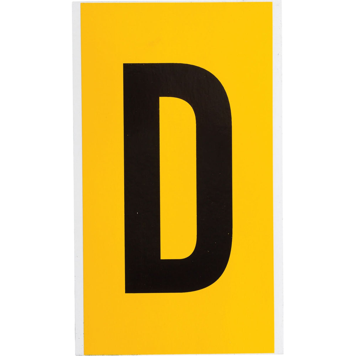 Individual Number and Letter Label, D, 6" H, Black on Yellow
