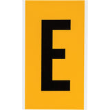 Individual Number and Letter Label, E, 6" H, Black on Yellow