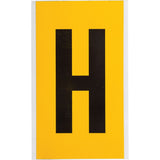 Individual Number and Letter Label, H, 6" H, Black on Yellow