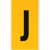 Individual Number and Letter Label, J, 6" H, Black on Yellow