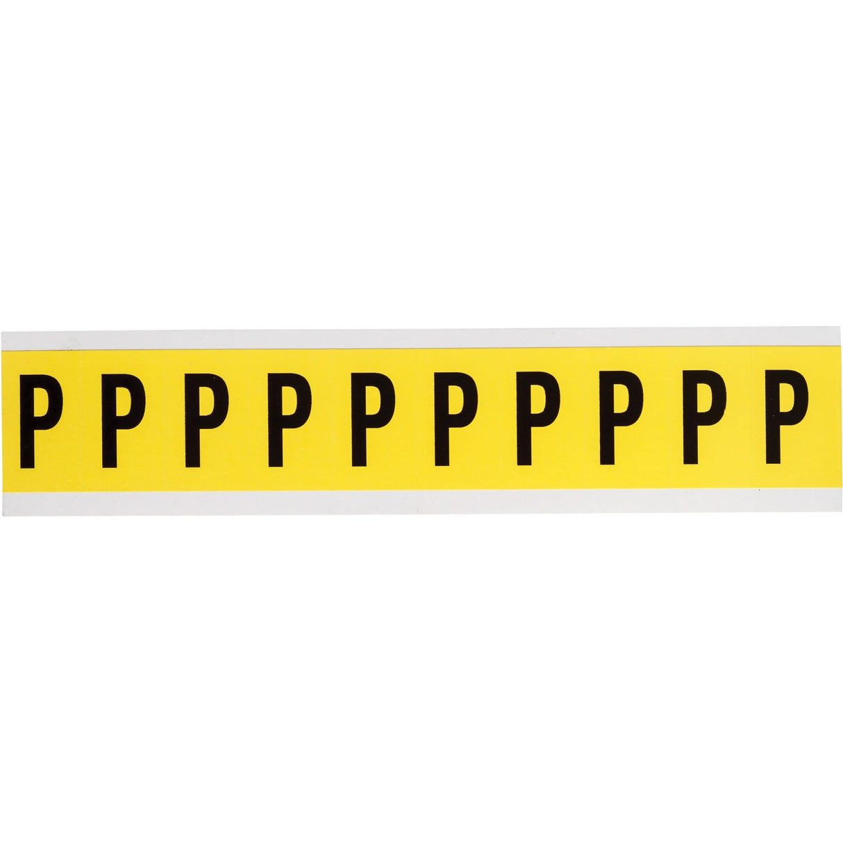 Repositionable Individual Number & Letter Labels, P, 1" H, Black on Yellow
