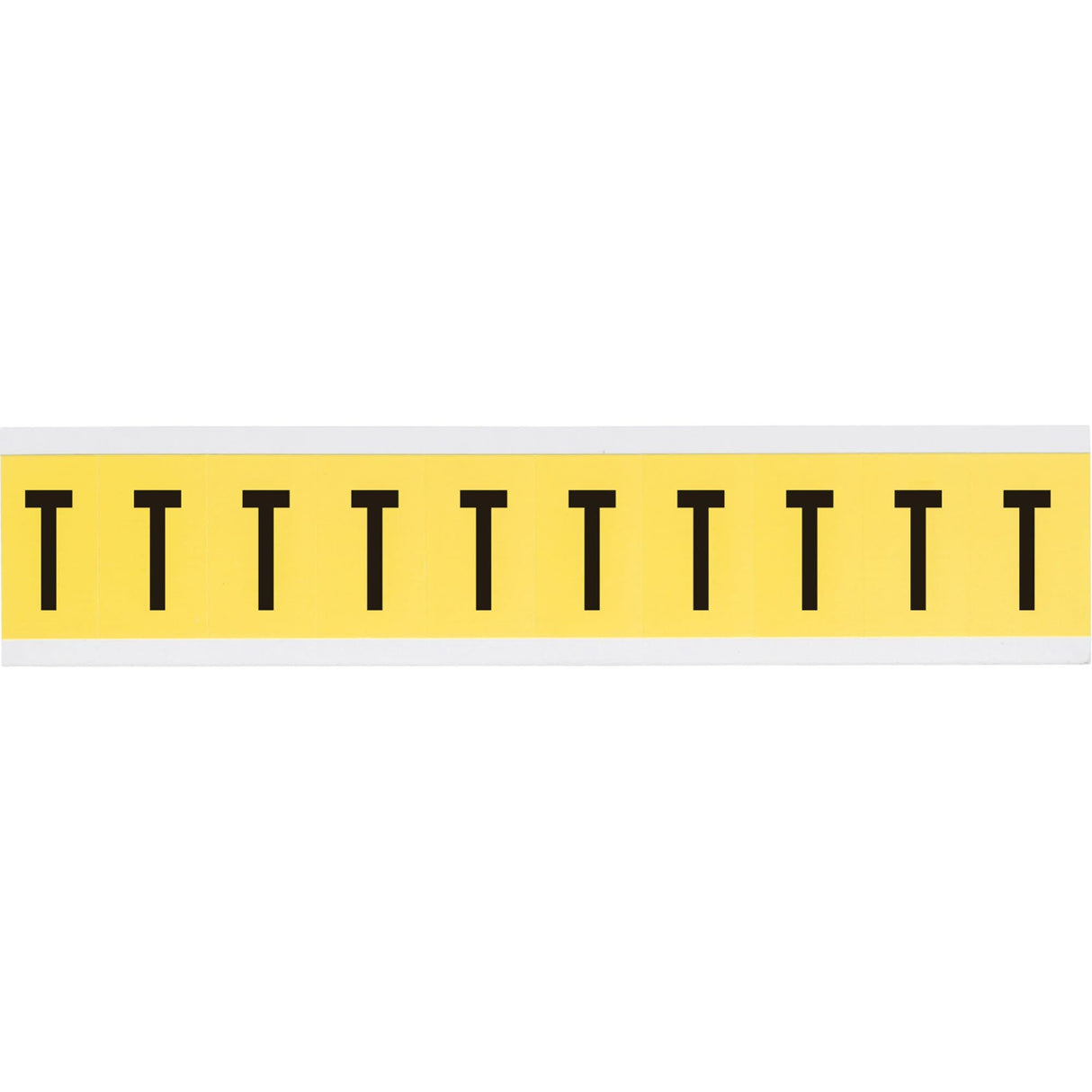 Repositionable Individual Number & Letter Labels, T, 1" H, Black on Yellow