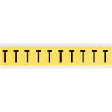 Repositionable Individual Number & Letter Labels, T, 1" H, Black on Yellow