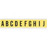 Repositionable Individual Number and Letter Labels, A/B/C/D/E/F/G/H/I/J, 1" H, Black on Yellow