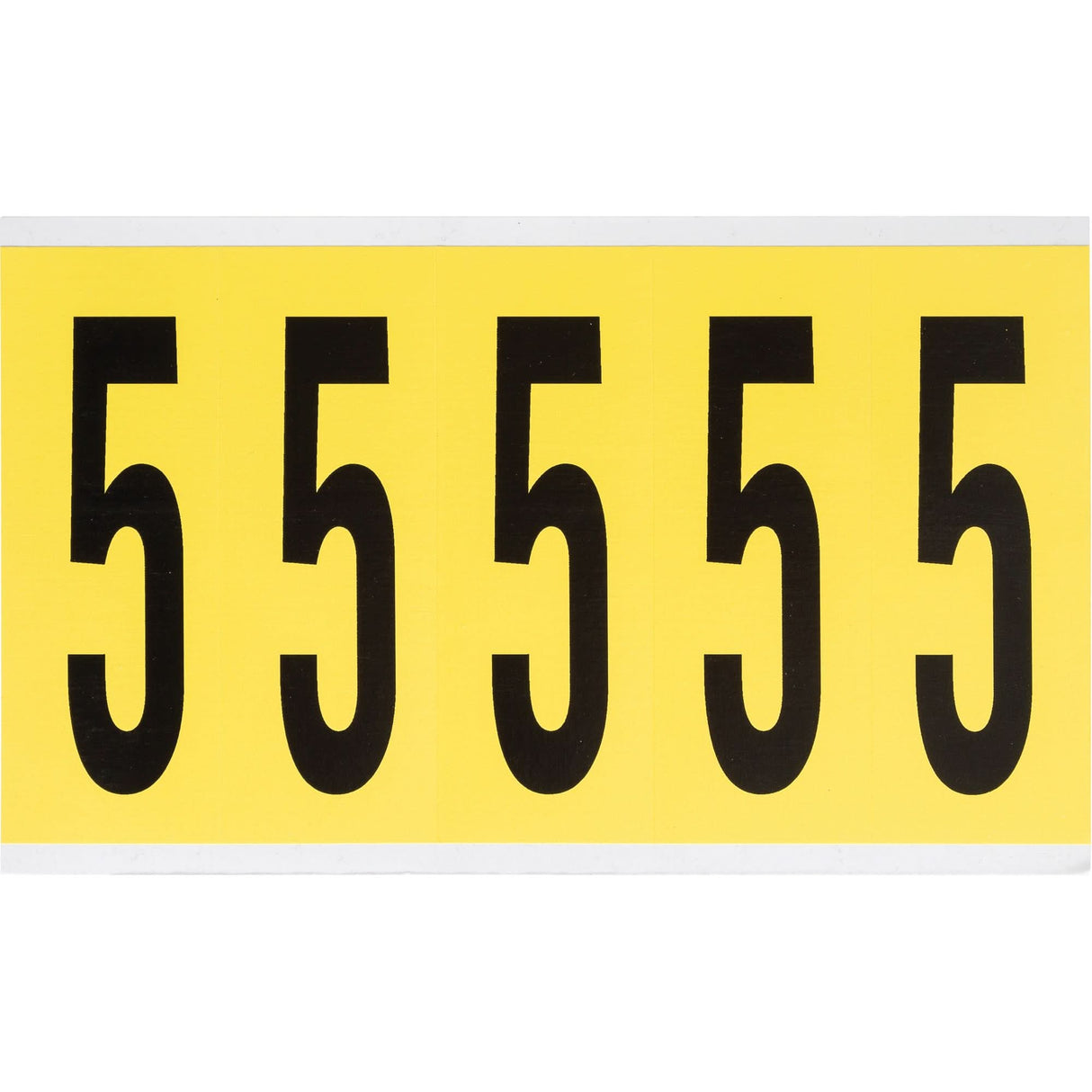 Repositionable Individual Number and Letter Labels, 5, 4" H, Black on Yellow
