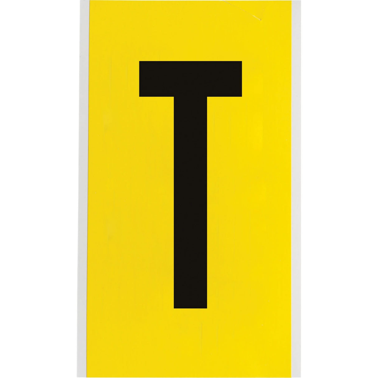 Repositionable Individual Number & Letter Label, T, 6" H, Black on Yellow