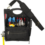 Zippered Professional Electrician's Tool Pouches, Polyester, 21 Pockets, Black