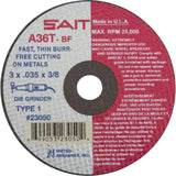 Cut-Off Wheel (A36T), 3" x 0.035", 3/8" Arbor, Type 27, Aluminum Oxide, 25000 RPM