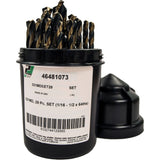 Mechanics Length Jobber Drill 135° - 1/16" to 1/2" by 1/64", 29 Pieces, High Speed Steel