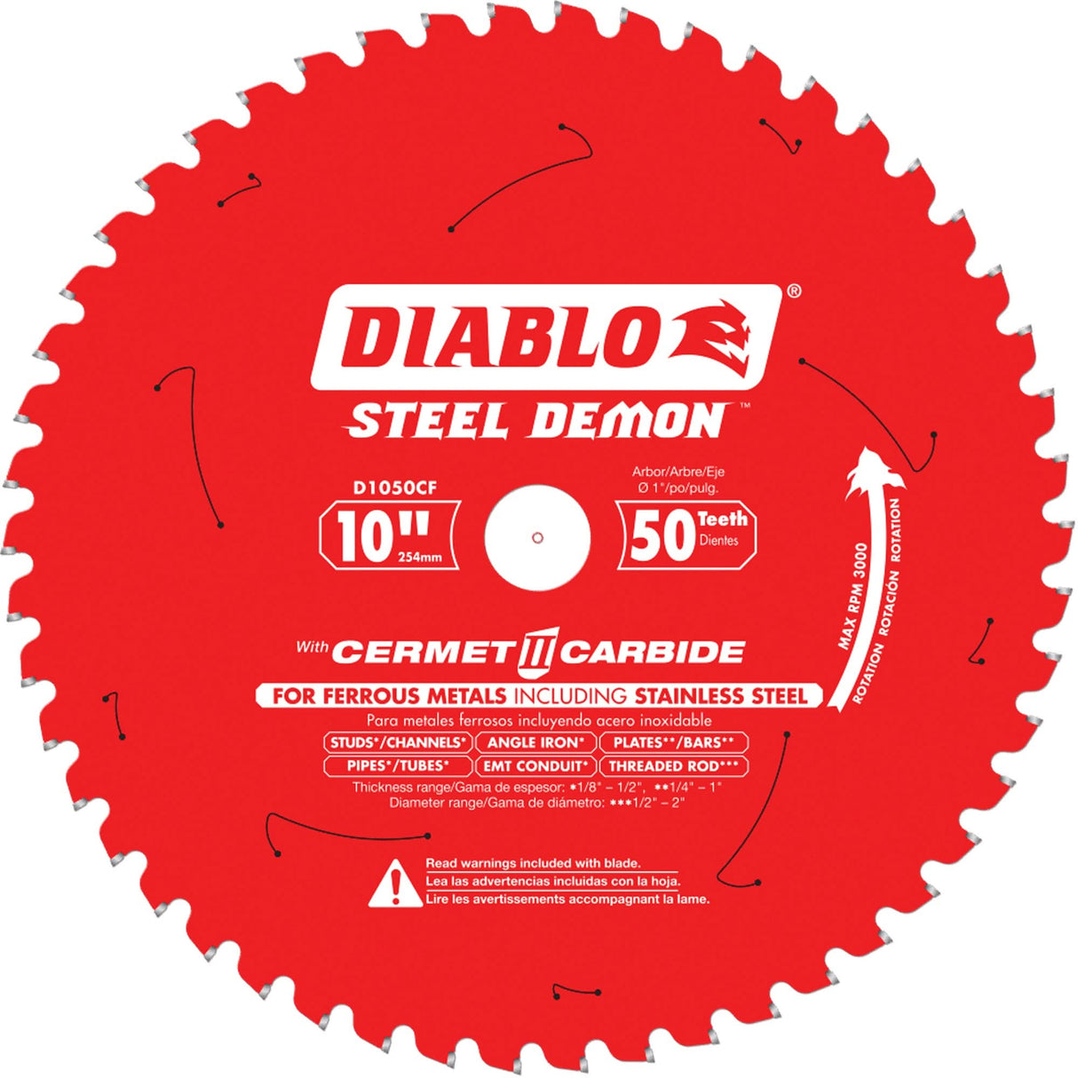 Circular Saw Blade, 10", 50 Teeth, Metal Use