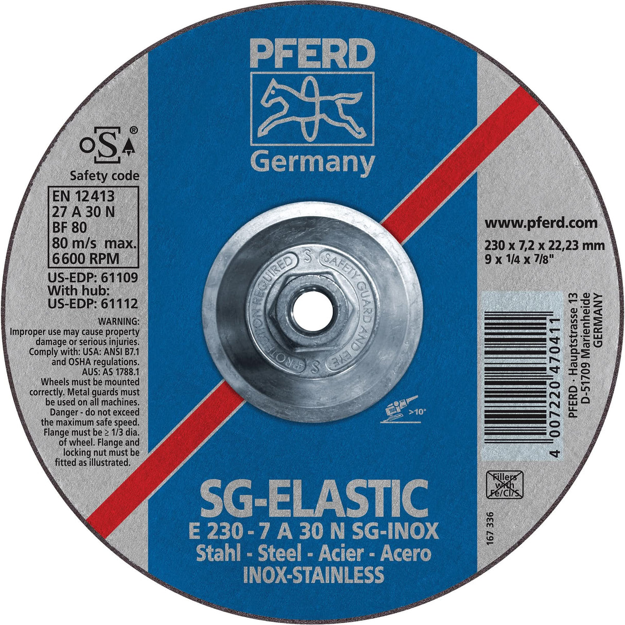 Performance Line Grinding Wheel, 4-1/2" x 1/4", 7/8" Arbor, Aluminum Oxide, Type 27