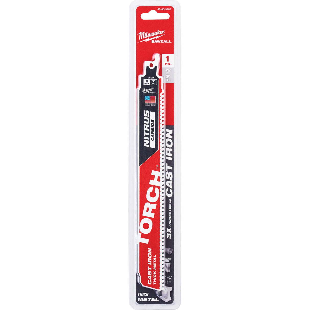 Sawzall® Torch™ Reciprocating Saw Blade, Carbide, 7 TPI, 9" L x 2" W