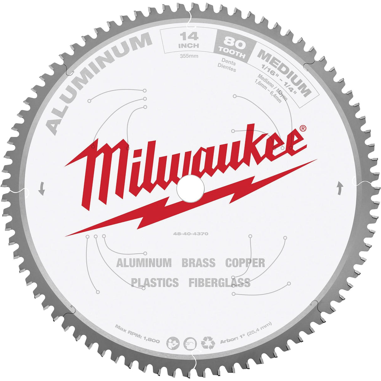Aluminum Cutting Circular Saw Blade, 14", 80 Teeth, Metal Use