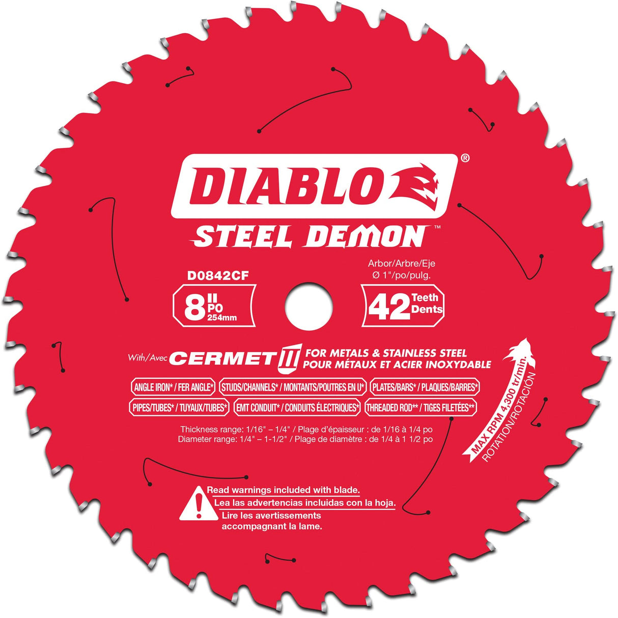 Steel Demon™ Cermet II Circular Saw Blade, 8", 42 Teeth, Metal Use