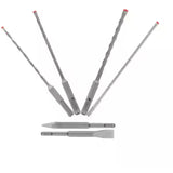 Rebar Demon™ SDS-Plus 4-Cutter Full Carbide Head Hammer Drill Bit & Chisel Set, 6 Pieces, Carbide