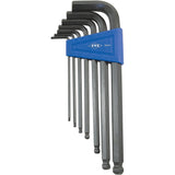 Ball Nose Hex Key Set, 7 Pcs., Metric