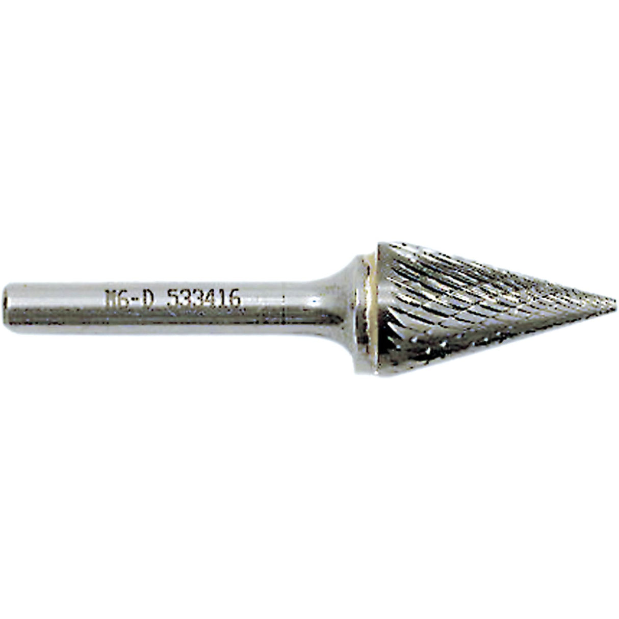 Cone Point Burr, 5/8" Dia., 1/4" Shank, 1" Depth of Cut