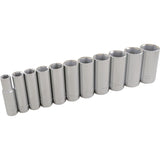 SAE Socket Set, 11 Pcs, 3/8" Drive Size, Deep