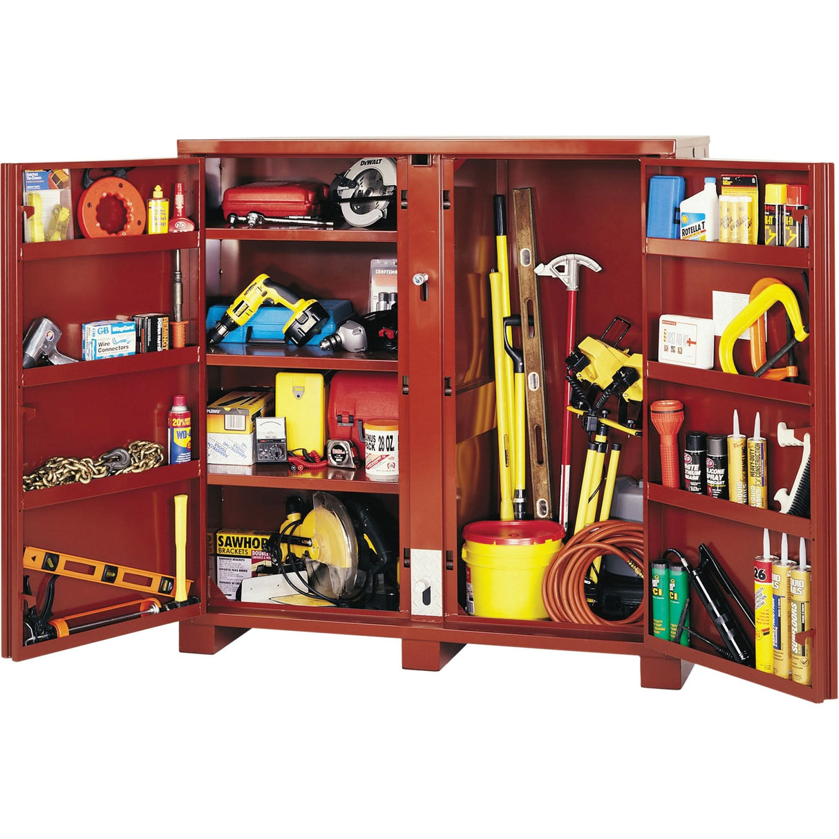 Jobsite Shelf Cabinet, Steel, 47.5 Cubic Feet, Red