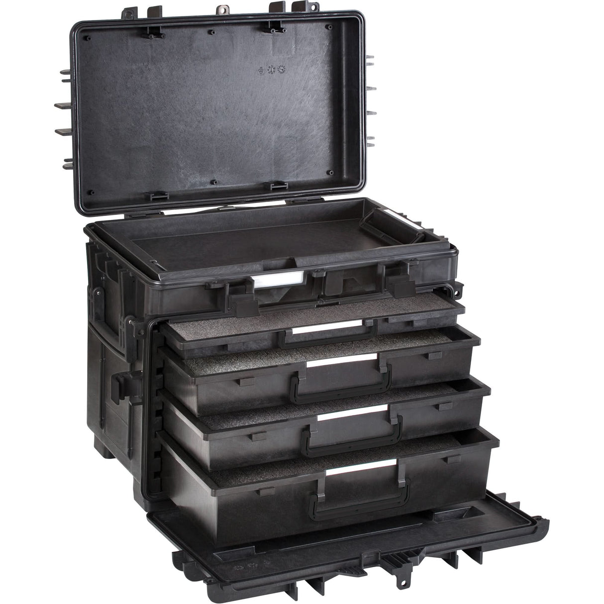 Mobile Tool Chest With Drawers, 4 Drawers, 22-4/5" W x 15" D x 18" H, Black