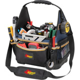 Molded Base Electrical/HVAC Tool Carrier, Ballistic Polyester, 20 Pockets, Black/Blue